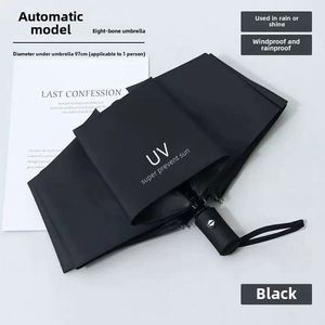 Custom Logo Classic Pongee Fully-Automatic Waterproof Sun Protection <b>Windproof</b> UV Proof Compact <b>Umbrella</b> Promotional - Product Image 3