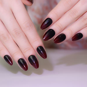 AIERFEI Salon qualité courte forme d'amande Gel <span class=keywords><strong>ongles</strong></span> conseils Ombre presse sur les <span class=keywords><strong>ongles</strong></span> couleur <span class=keywords><strong>rouge</strong></span> <span class=keywords><strong>ongles</strong></span> artificiels - Product Image 1