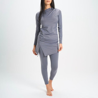 Nieuwe Trend Bescheiden Burkini Custom voor Dames Effen Kleur Sneldrogend Niet Doorschijnend Zwemkleding Set