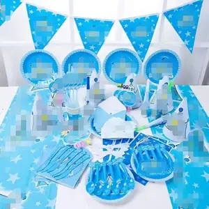 Ychon Blue Crown aniversário festa decoração Conjunto de talheres descartáveis Tema dos desenhos animados descartável talheres set Suprimentos