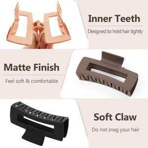 2024 nouvelles pinces à cheveux carrées transparentes en gros pour femmes accessoires pinces à cheveux rectangulaires carrées de couleur unie - Product Image 2