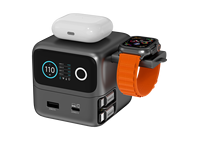 Chargeur de bureau 110W avec écran TFT, câble Type-C rétractable intégré 65W, station de charge sans fil pour Apple/Samsung Watch AVS