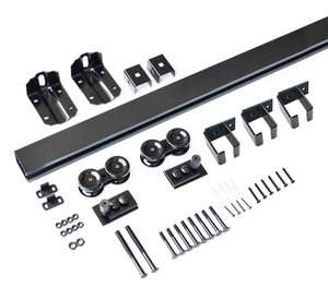 Heavy-Duty Trần núi Barn Door phần cứng Kit hộp đen theo dõi trượt đường sắt móc thép bền đồng thau và vật liệu kim loại - Product Image 3