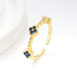 Anelli di Lusso alla Moda con Zirconi Cubici Multicolore, Anello Regolabile Placcato Oro con Quadrifoglio in CZ per Donne e Ragazze - Product Image 5