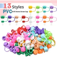Capuchon de paille universel en PVC souple polygonal de 10 mm, personnalisé, anti-poussière, 3D, coloré, réutilisable, accessoires pour boissons