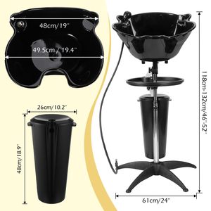 Lavabo Portatile per Shampoo con Stazione di Lavaggio Regolabile e Serbatoi d'Acqua Integrati per Saloni di Bellezza, Spa e Parrucchieri - Product Image 2