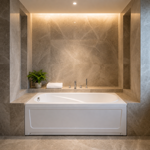 <span class=keywords><strong>Baignoire</strong></span> intégrée dans un encastrement avec <span class=keywords><strong>tablier</strong></span> intégré pour suite d'hôtel <span class=keywords><strong>de</strong></span> luxe, <span class=keywords><strong>prix</strong></span> <span class=keywords><strong>de</strong></span> gros direct usine, installation à trois parois en acrylique - Product Image 1