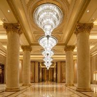 Lustre en cristal de luxe pour grand projet, éclairage de plafond professionnel personnalisé pour hall d'hôtel et décoration de mariage en intérieur