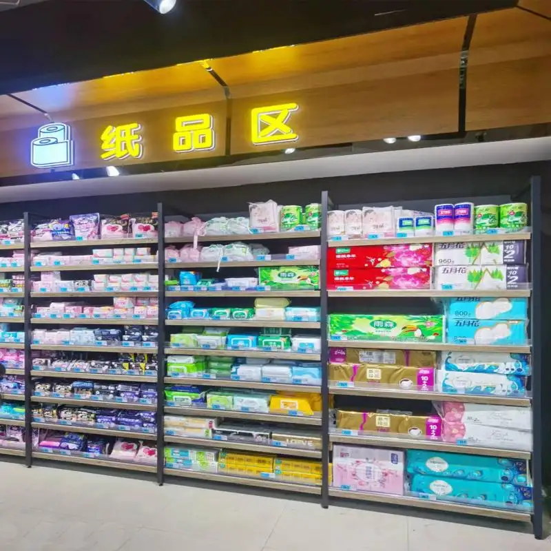 Precio moderado Estante de tienda de comestibles de un solo lado Diseño de estantes de frutas de supermercado de metal para la tienda