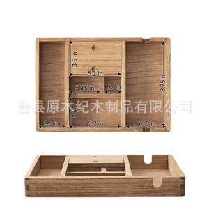 Organizador de escritorio de madera, bandeja rectangular de madera maciza, estilo minimalista, para teléfono, reloj, gafas, auriculares, uso en oficina - Product Image 3