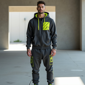 Ensemble de sweats à capuche unisexe grande taille en polaire respirant et écologique, imprimé, pour l'extérieur, avec logo personnalisé – Collection Automne-Hiver de haute qualité - Product Image 2