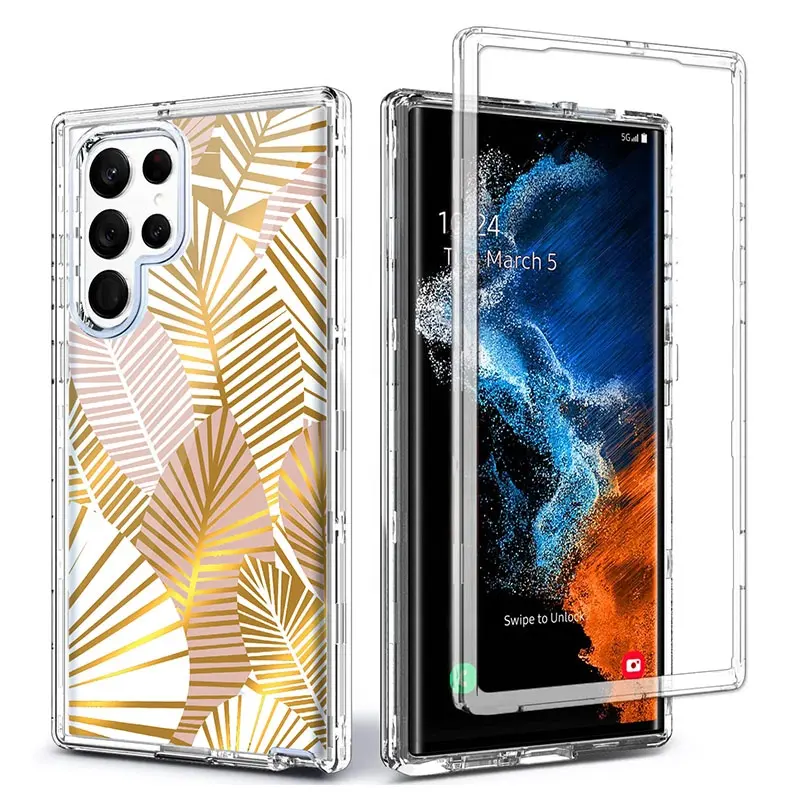 For Samsung S22 Ultra Case Marble Three Layer Heavy Duty Phone Cover For Samsung Galaxy S23 S21 FE S22 Plus Note 20 Ultra