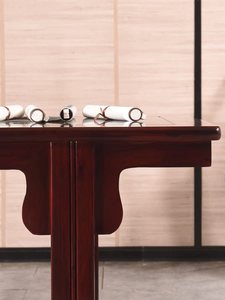Table de bureau en acajou massif, style Ming, pour calligraphie et peinture, en bois de style chinois, indonésien, branches de bois d'acajou noir et bois d'acajou africain. - Product Image 2