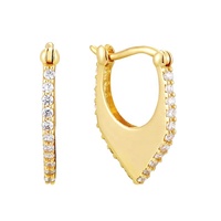 Pendientes de Aro Triangulares de Latón con Baño de Oro de 18k y Circonitas Cúbicas de Gemnel