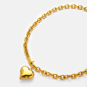 Joyería resistente al agua de moda <span class=keywords><strong>Chunky</strong></span> 18K PVD Chapado en oro Cadena de acero inoxidable Collar con colgante de corazón liso para mujer YF5212 - Product Image 2