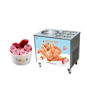 Wholesale Commercial Ice Cream Roll Machine Flat Bottom Stainless Steel Stir Fried Yogurt Ice Cream Machine