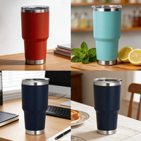 Vaso de Acero Inoxidable 304 con Recubrimiento en Polvo de 30 oz, Taza de Café con Aislamiento al Vacío de Doble Pared, Tapa Deslizante Transparente, Personalizable con Logotipo