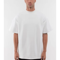 T-shirt personnalisé pour hommes 100% coton de haute qualité, grande taille, coupe ample, style formel, impression unie, 210 grammes, tricoté vierge