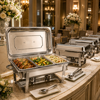 Chauffe-plat de buffet hôtelier commercial entièrement isolé en acier inoxydable, design à couvercle rabattable, finition pour cuisinière électrique ou à combustible