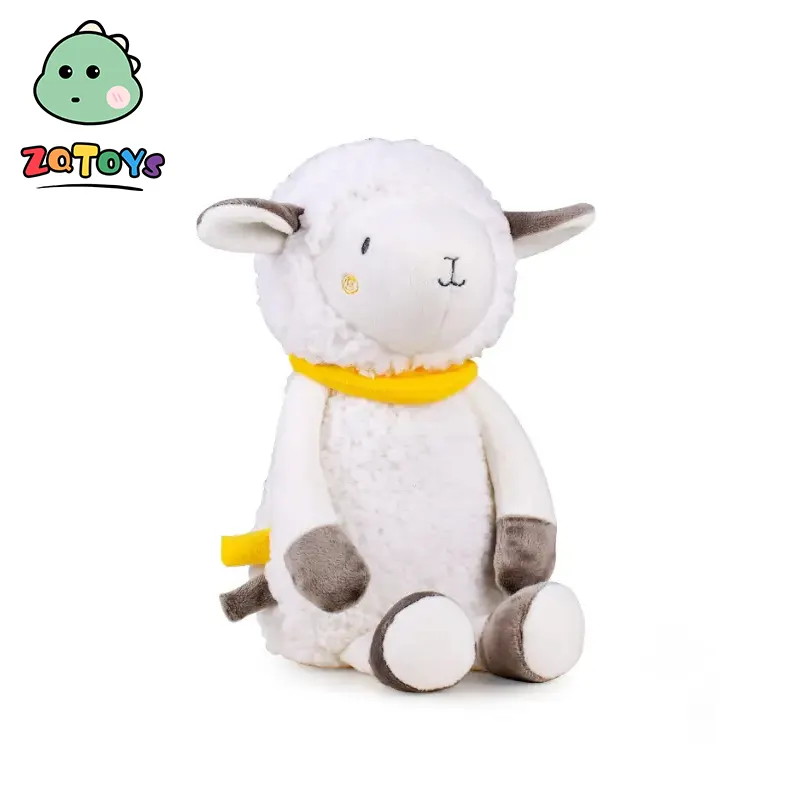 Zhiqu Personalizado Noite Cordeiro Branco Ruído Calmante Bebê Macio De Pelúcia De Pelúcia Animal Brinquedos Sheep Stuffed Animal com Música Luz