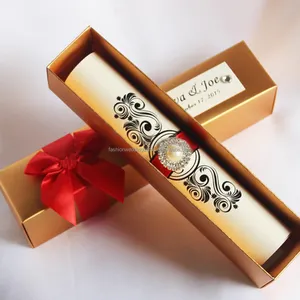 Personalized Royal Indian scroll Wedding Invitations scroll certificate With Scroll Box