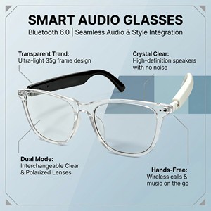 M0 Smart <b>Glasses</b> Multifunctional Translation Polarized Lens <b>with</b> Audio Speakers Mic Bluetooth Sunglasses for Men Women Outdoor - Product Image 5