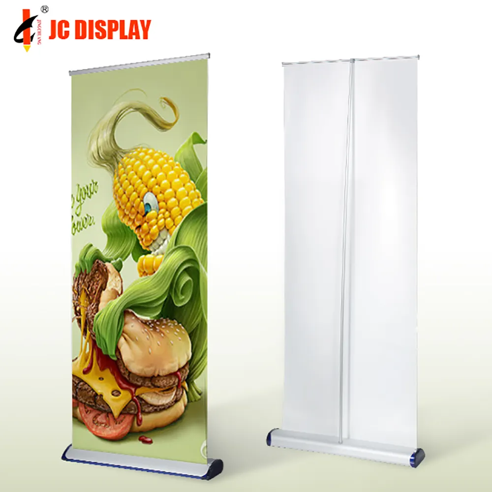 A buon mercato 85x200 roll up banner stand standee alluminio roll up standee supporto per banner retrattile orizzontale