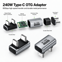 Adaptateur USB C femelle vers mâle 240W PD, 80 Gbps, USB 4.0, charge rapide, synchronisation des données, pont de données