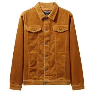 Erkek Vintage giyim işçileri salonu kahverengi ceket ceket Tracker ceket düğme Flap cep kadife erkek kış geri dönüşümlü
