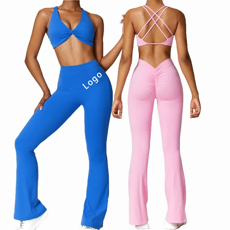 New Quick Dry Solid Nylon Spandex Women Gym Fitness Yoga Suits Ladies Workout Sportswear Scrunch Butt Hip Lifting Yoga Sets