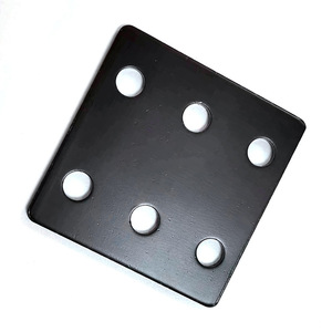 Placa de conexión de seis orificios 60x60x2.8mm, abrazadera de esquina cepillada en negro mate para puertas de madera, armarios y estanterías. - Product Image 1