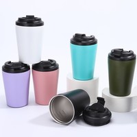 Vente en gros de gobelets à café en acier inoxydable de 8 oz (350 ml) et 12 oz (500 ml), avec logo personnalisé, gobelet isotherme anti-fuite de 12 oz pour les voyages