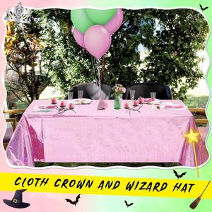 Nappe jetable thème Princesse Sorcière Arc-en-ciel Laser Rose Vert pour Fête d'Anniversaire Enfants – Ensemble de Décoration - Product Image 4