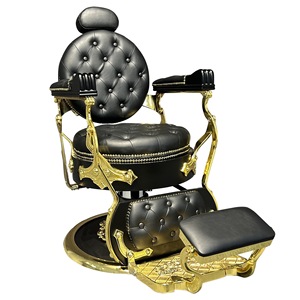 Fauteuil de Barbier Professionnel Vintage pour Salon de Coiffure, Durable, Marron, Blanc, Or, Vert, Gris, avec Bac de Lavage - Product Image 6