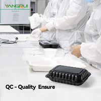 Contenedores de comida para llevar YANGRUI de 26 oz con tapa abatible, comidas para llevar, cajas de comida para llevar de PP con 3 compartimentos para entrega de alimentos