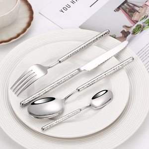 高品质圆钻锤柄304不锈钢餐具刀叉勺12件套豪华婚礼餐具套装 - Product Image 3