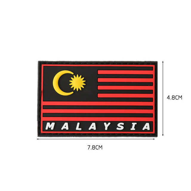 Malaysia UK Flag PVC Patch Soft Rubber Hook Loop Morale Patch Country Flag Tactical Velcro Patch for Backpack Jacket Decoration