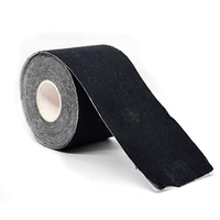 Shuangan Unisex Cotton Sports Tape Roll Tahan Air Pereda Nyeri Segera Hitam Lebar 5m Panjang Dapat Disesuaikan
