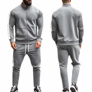 2025 erkek sonbahar ve kış uzun kollu iki parçalı Set kontrast renk standı yaka rahat spor ceket kazak erkek takım elbise - Product Image 4