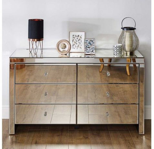 <span class=keywords><strong>Commode</strong></span> à <span class=keywords><strong>6</strong></span> <span class=keywords><strong>tiroirs</strong></span> en bois de pin miroir moderne de style parisien pour chambre à coucher, grande console de rangement - Product Image 3