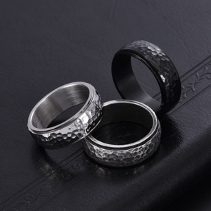 Viking Trendy Gold Hammered Damascus Knocker <b>Rings</b> Stainless Steel Tungsten Wedding Jewelry for Men and Women Gift for <b>Couples</b> - Product Image 5