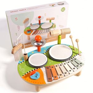 Ensemble de jouets musicaux en bois Montessori pour enfants : Percussions sensorielles, carillons éoliens et tambours – Matériel pédagogique pour l'éveil musical des bébés - Product Image 1