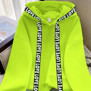 Sudadera con Capucha Moderna con Estampado Fluorescente, Antiencogimiento, para Otoño/Invierno, Estilo Hombros Caídos, 100% Poliéster - Product Image 1