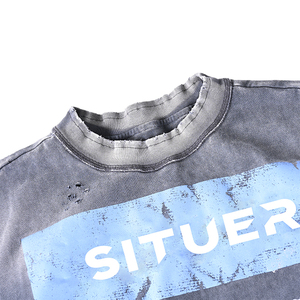 TKAN 127 Unisex Oversized Boxy Tshirt High Quality 100% Cotton <b>Heavyweight</b> Terry Acid Wash Custom Logo Printed Formal <b>T</b>-<b>Shirt</b> - Product Image 3