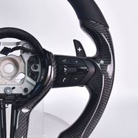Volant de voiture en fibre de carbone noir style sport avec surpiqûres pour BMW F44, avec chauffage et vibration