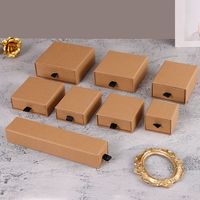 Boîte de rangement à bijoux portable en kraft fait main avec tiroir coulissant, présentoir à bijoux pour boucles d'oreilles, colliers et bagues