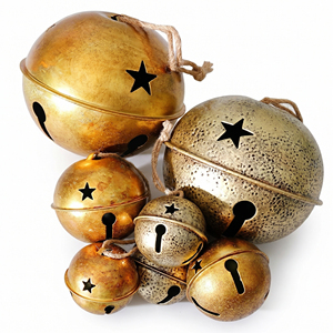 <span class=keywords><strong>Campanas</strong></span> <span class=keywords><strong>Decorativas</strong></span> de Metal Plateado para Colgar en la Pared, Adornos Navideños, Manualidades, Decoración con Cuerda y Pintura - Product Image 1