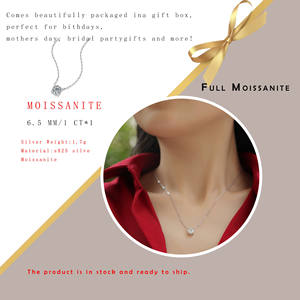 Elegante 1/2 Karat Moissanit-Halskette für Damen, 925 Sterling Silber Platinbeschichtet, Solitär-Anhänger, Premium-Schmuck - Product Image 5