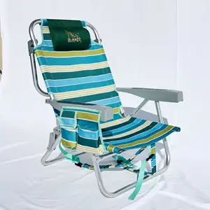 Kursi pantai portabel, grosir aluminium luar ruangan portabel kursi santai pantai sandaran tangan kayu kursi pantai portabel