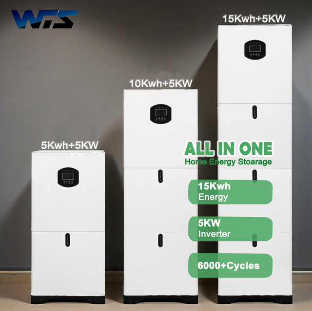 5kwh 10kwh 15kwh Stacked Battery and 5KW Inverter All in One Home Energy System 51.2v 100ah Lithium Battery 48v Lifepo4 Battery